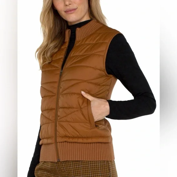 Liverpool Women’s Quilted Full Zip Puffer Vest in Tumeric Size M - Picture 3 of 6